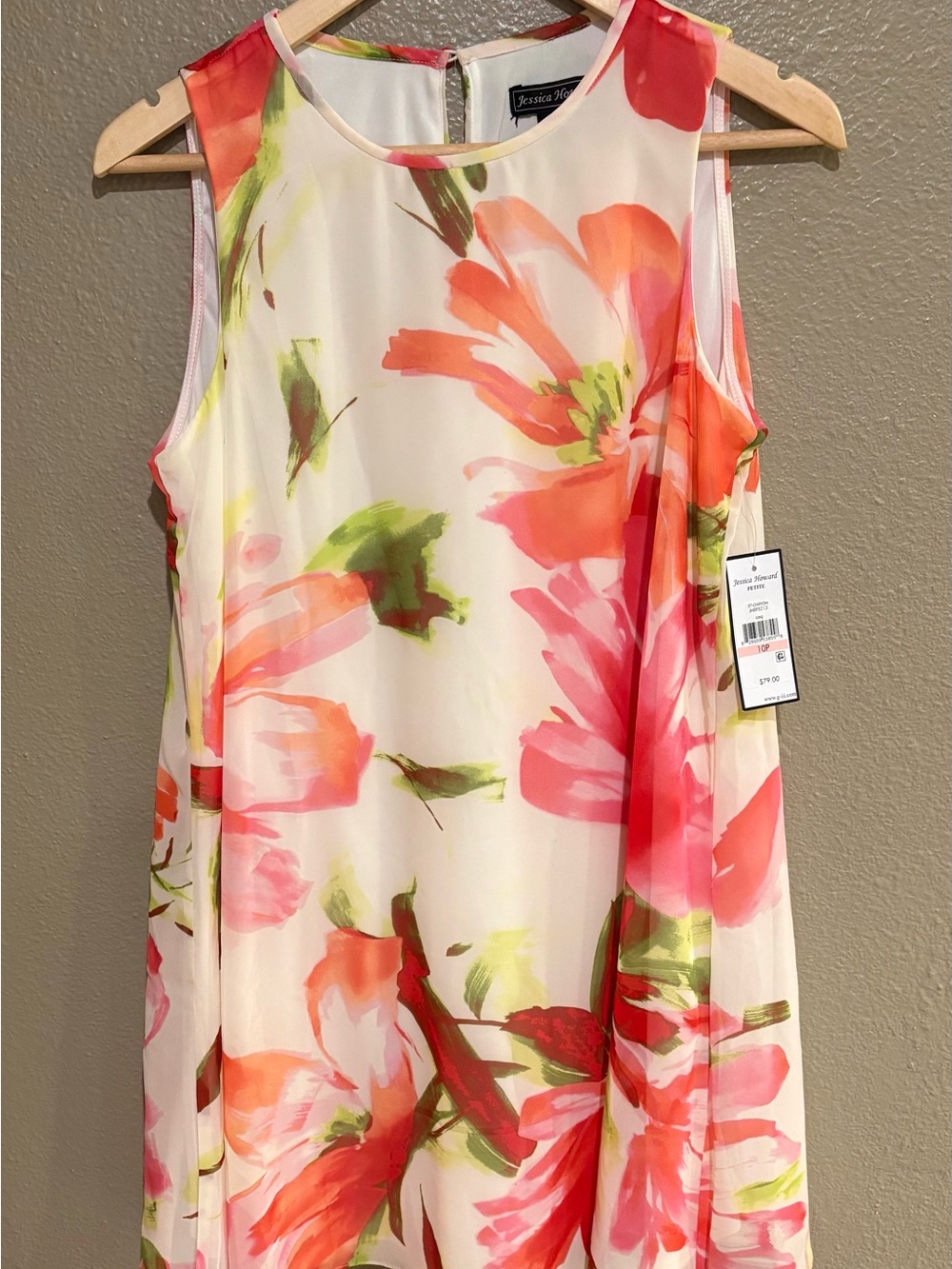 Jessica Howard Petite 10P Floral Chiffon Shift Dress NWT $79